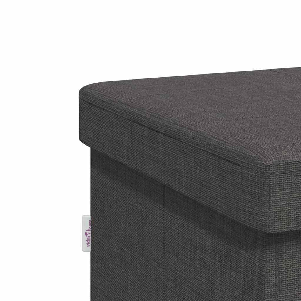 Storage Bench Foldable Dark Grey Faux Linen