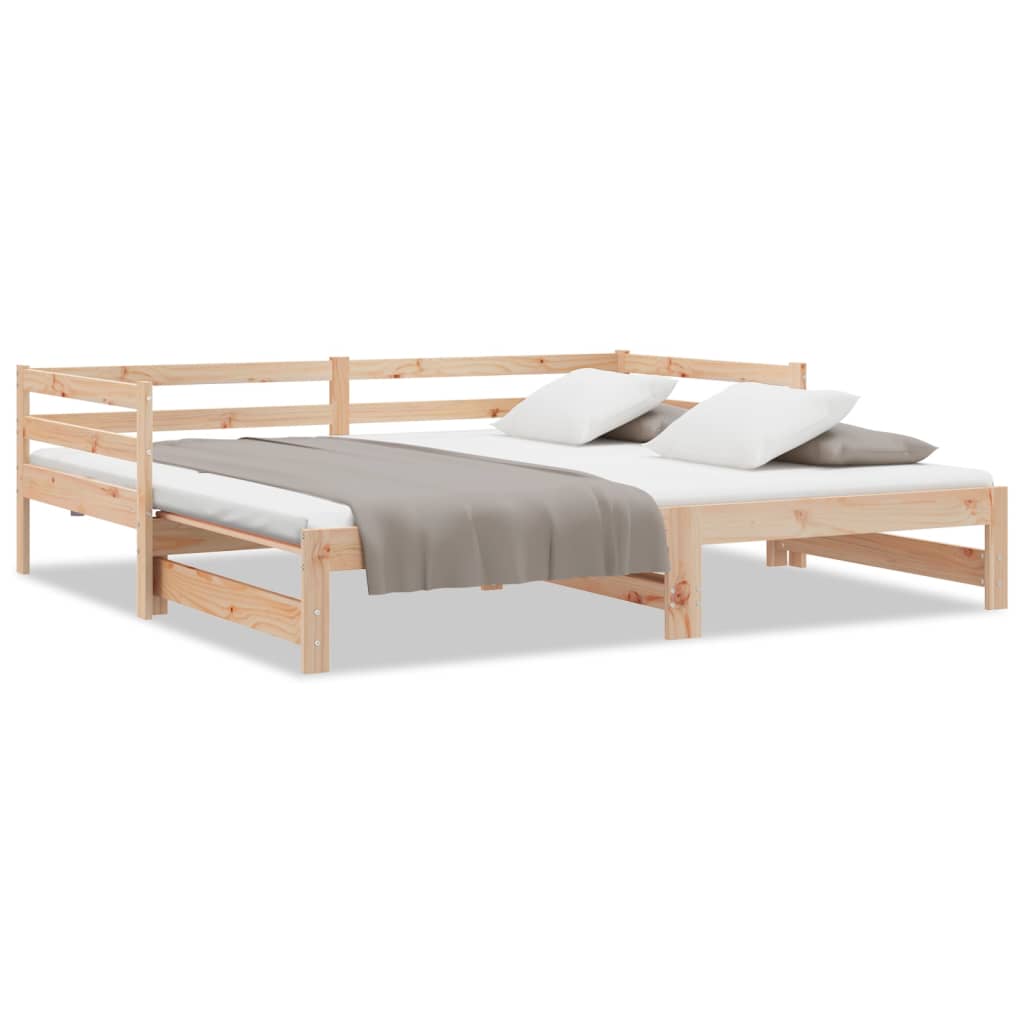 Day Bed with Trundle 90x190 cm Solid Wood Pine