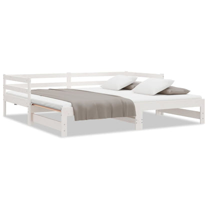 Day Bed with Trundle without Mattress White 90x190 cm Single Solid Wood