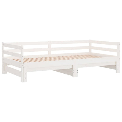 Day Bed with Trundle without Mattress White 90x190 cm Single Solid Wood