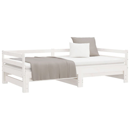 Day Bed with Trundle without Mattress White 90x190 cm Single Solid Wood