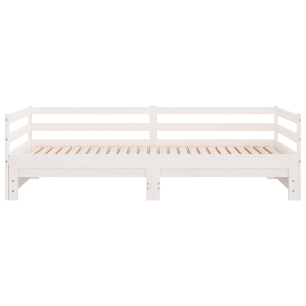 Day Bed with Trundle without Mattress White 90x190 cm Single Solid Wood