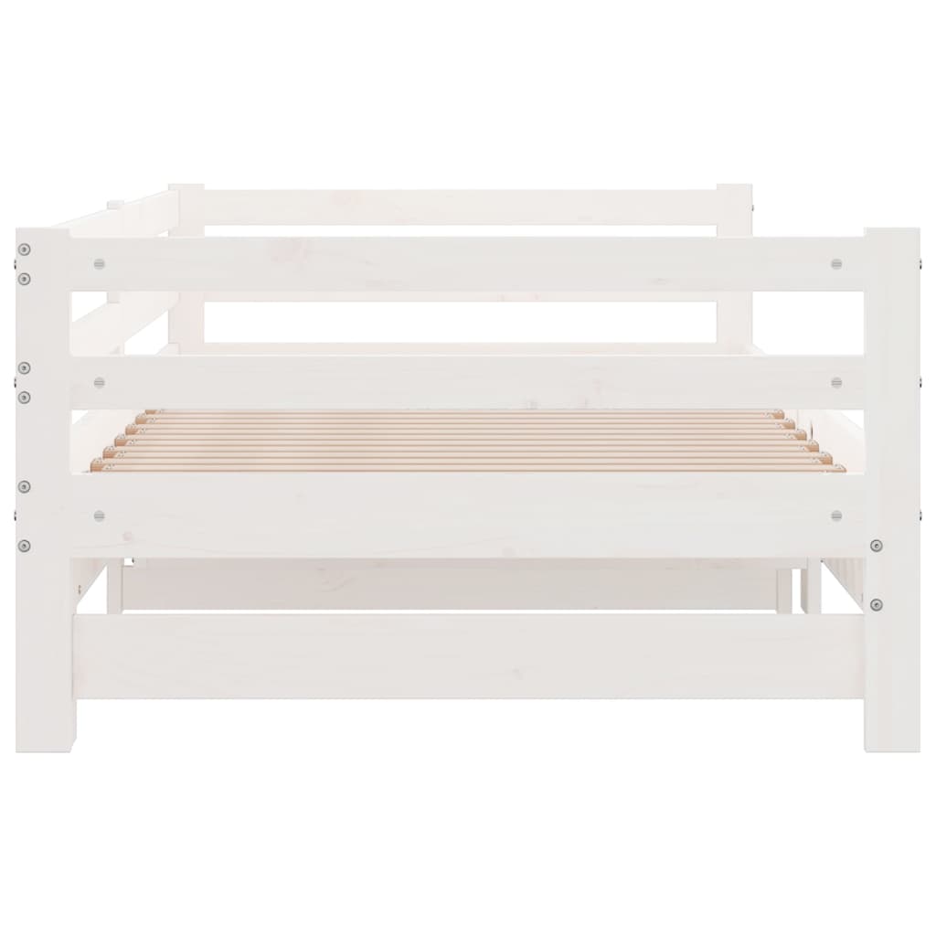 Day Bed with Trundle without Mattress White 90x190 cm Single Solid Wood