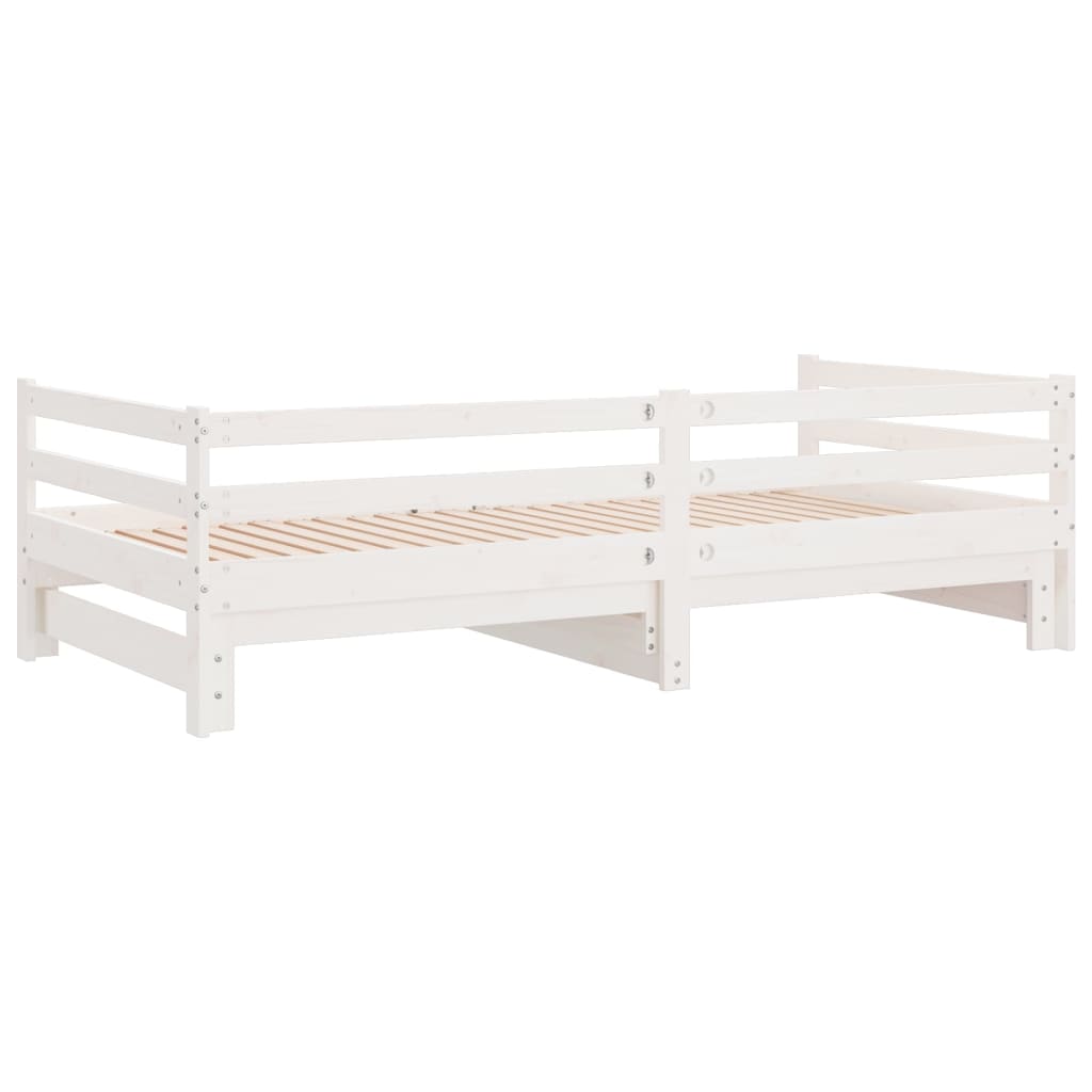 Day Bed with Trundle without Mattress White 90x190 cm Single Solid Wood