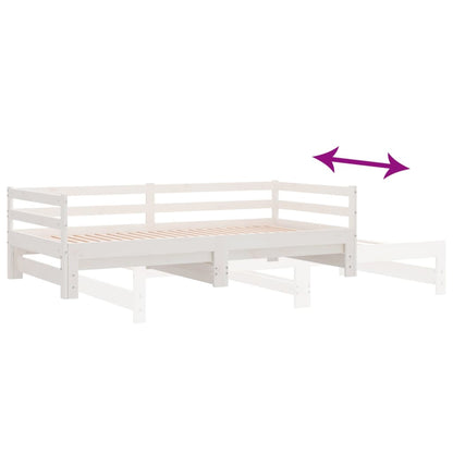 Day Bed with Trundle without Mattress White 90x190 cm Single Solid Wood