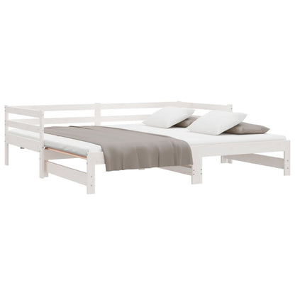 Day Bed with Trundle without Mattress White 90x190 cm Single Solid Wood