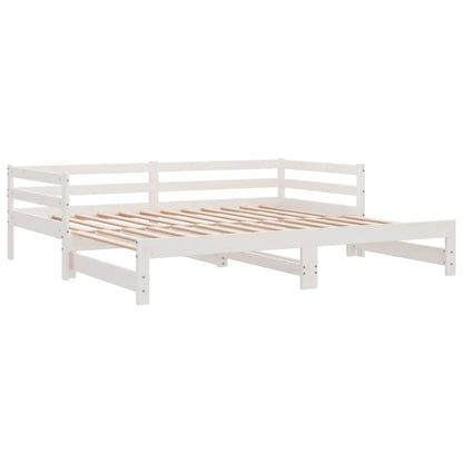 Day Bed with Trundle without Mattress White 90x190 cm Single Solid Wood