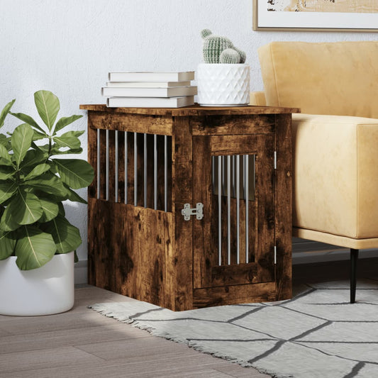 Dog Crate Furniture Smoked Oak 45x62x59 cm Engineered Wood