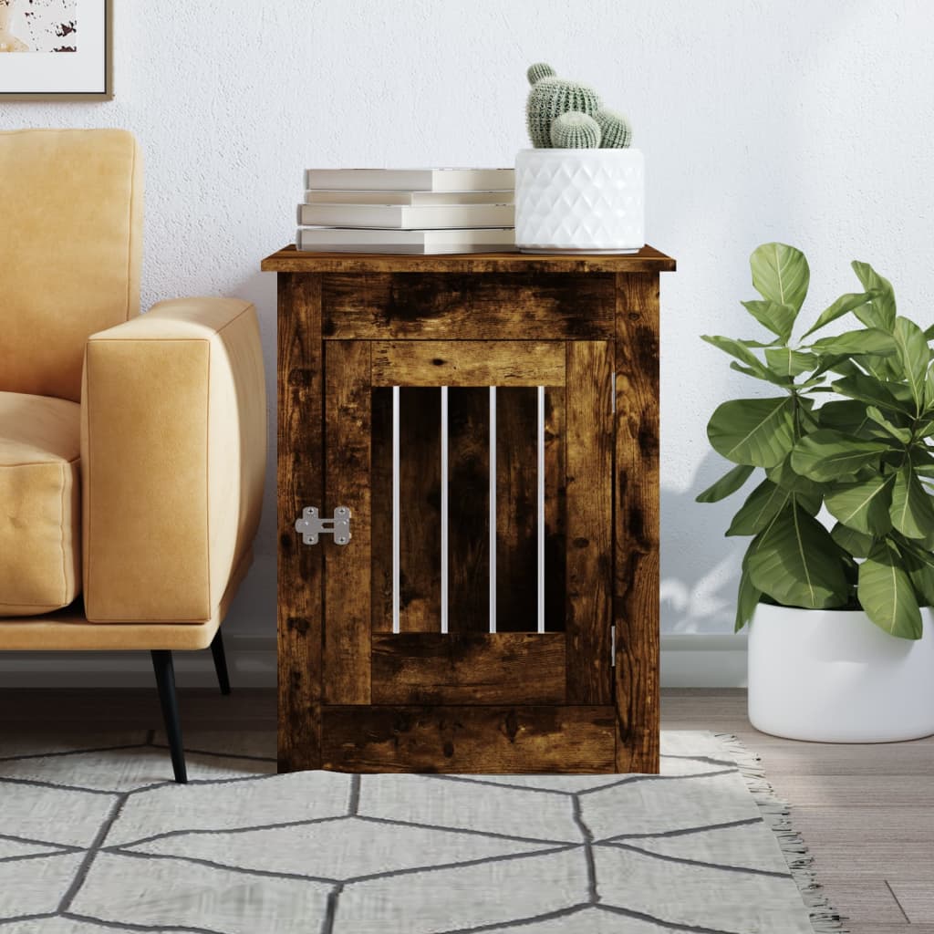 Dog Crate Furniture Smoked Oak 55x80x68 cm Engineered Wood