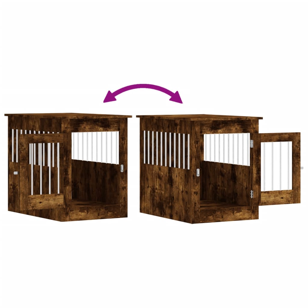 Dog Crate Furniture Smoked Oak 55x80x68 cm Engineered Wood