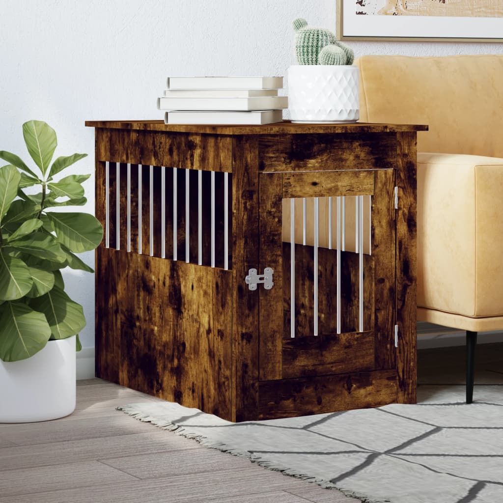 Dog Crate Furniture Smoked Oak 55x80x68 cm Engineered Wood