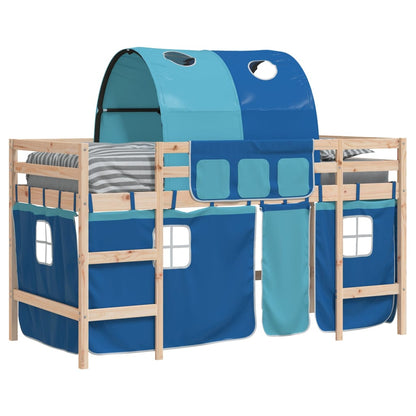 Kids' Loft Bed with Tunnel Blue 90x200cm Solid Wood Pine