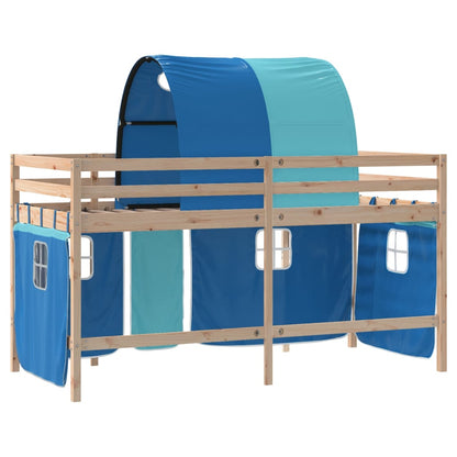 Kids' Loft Bed with Tunnel Blue 90x200cm Solid Wood Pine