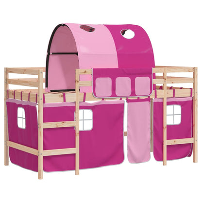 Kids' Loft Bed with Tunnel without Mattress Pink 90x200 cm