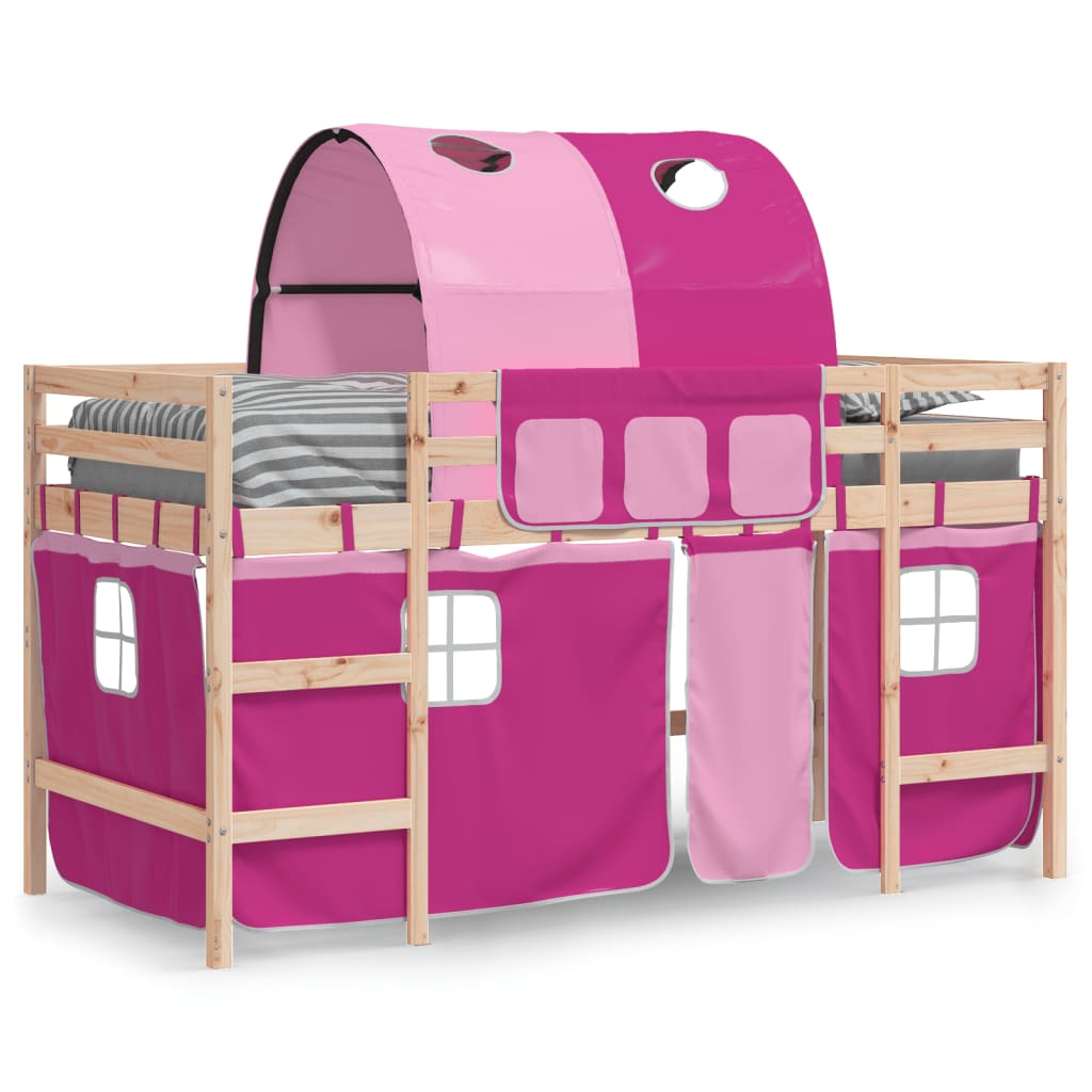 Kids' Loft Bed with Tunnel without Mattress Pink 90x200 cm