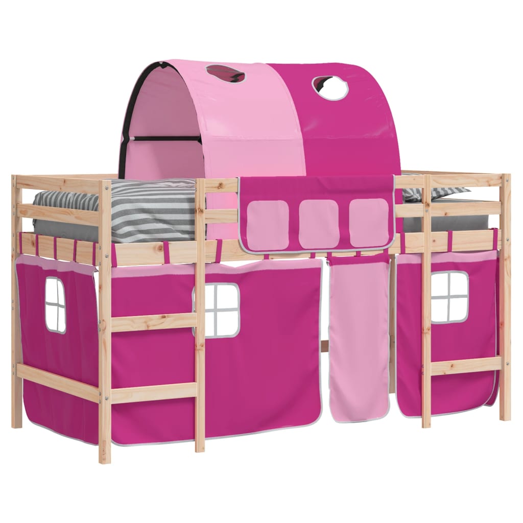 Kids' Loft Bed with Tunnel without Mattress Pink 90x200 cm