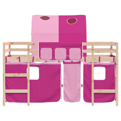 Kids' Loft Bed with Tunnel without Mattress Pink 90x200 cm