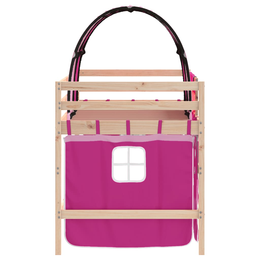 Kids' Loft Bed with Tunnel without Mattress Pink 90x200 cm