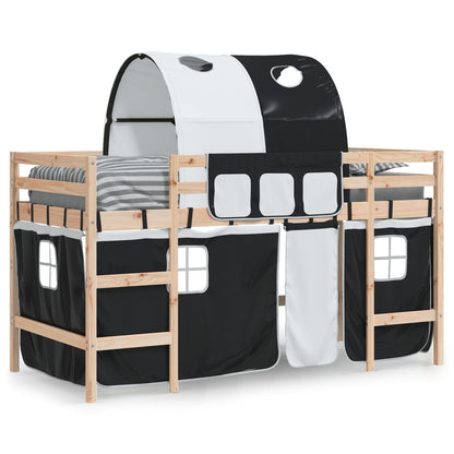 Kids' Loft Bed with Tunnel without Mattress White&Black 90x190 cm Single