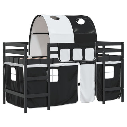 Kids' Loft Bed with Tunnel without Mattress White&Black 90x190 cm Single