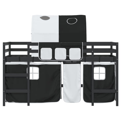 Kids' Loft Bed with Tunnel without Mattress White&Black 90x190 cm Single