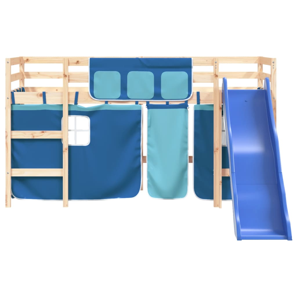 Kids' Loft Bed with Curtains without Mattress Blue 80x200 cm