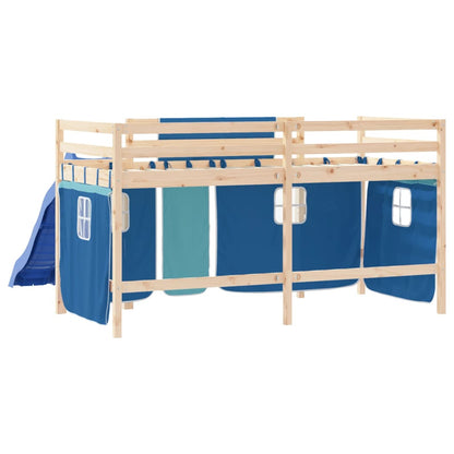 Kids' Loft Bed with Curtains without Mattress Blue 80x200 cm