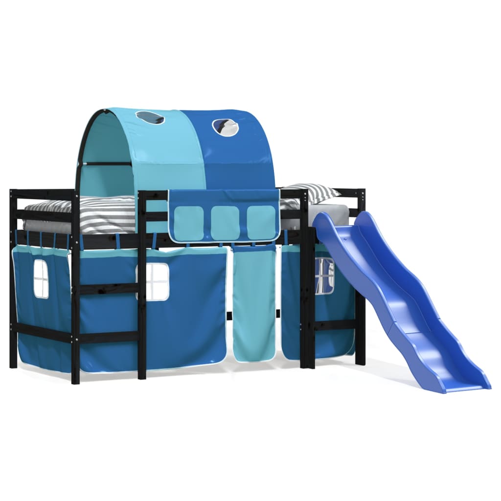 Kids' Loft Bed with Tunnel Blue 80x200 cm Solid Wood Pine