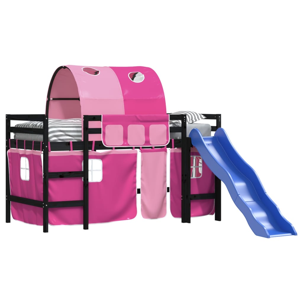 Kids' Loft Bed with Tunnel without Mattress Pink 90x190 cm Single