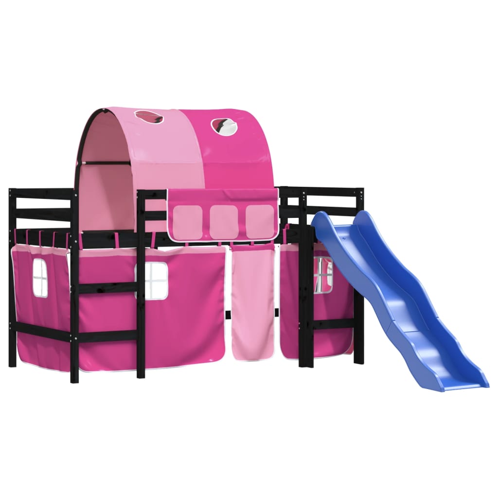 Kids' Loft Bed with Tunnel without Mattress Pink 90x190 cm Single