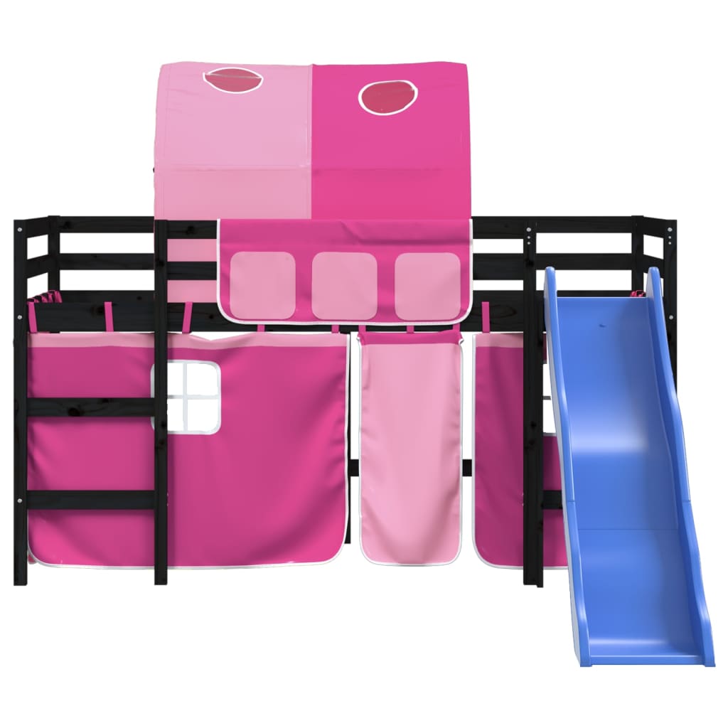 Kids' Loft Bed with Tunnel without Mattress Pink 90x190 cm Single