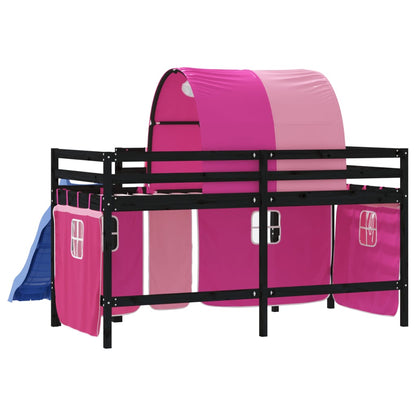 Kids' Loft Bed with Tunnel without Mattress Pink 90x190 cm Single