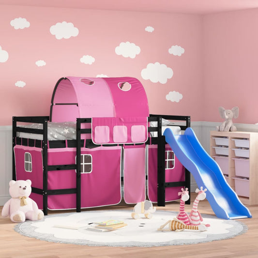 Kids' Loft Bed with Tunnel without Mattress Pink 90x190 cm Single