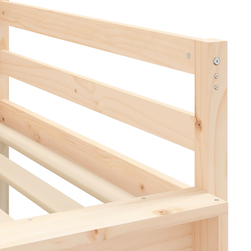 Kids' Loft Bed with Tower White&Black 80x200cm Solid Wood Pine