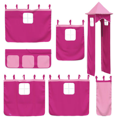 Kids' Loft Bed with Tower without Mattress Pink 90x190 cm Single