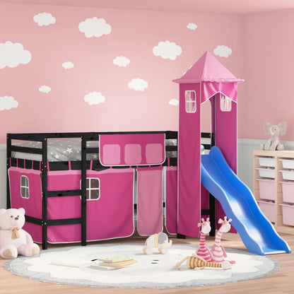 Kids' Loft Bed with Tower without Mattress Pink 90x190 cm Single