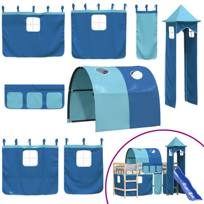 Kids' Loft Bed with Tower without Mattress Blue 90x190 cm Single