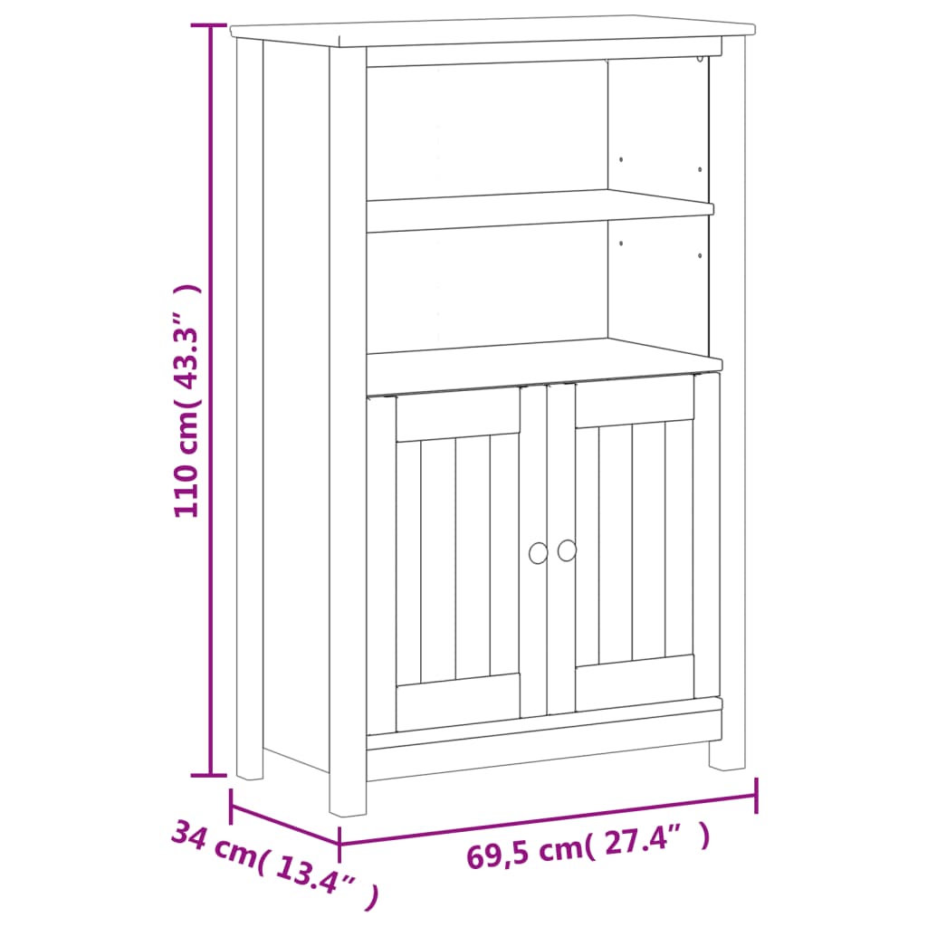 3 Piece Bathroom Furniture Set BERG Black Solid Wood Pine