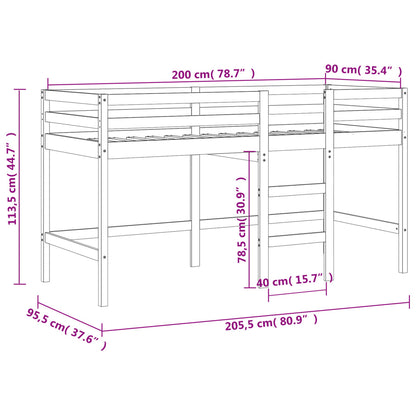 Kids' Loft Bed without Mattress with Ladder White 90x200 cm