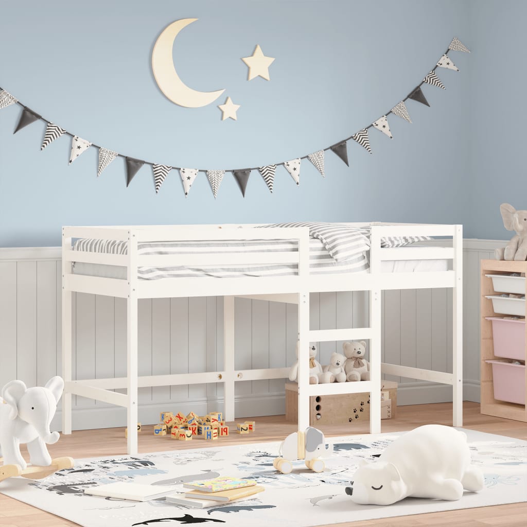 Kids' Loft Bed without Mattress with Ladder White 90x200 cm