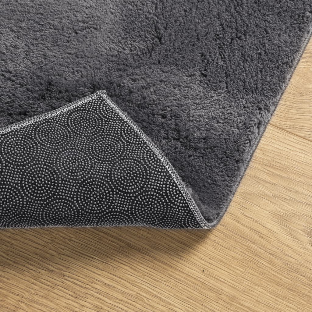 Rug HUARTE Short Pile Soft and Washable Anthracite 60x110 cm