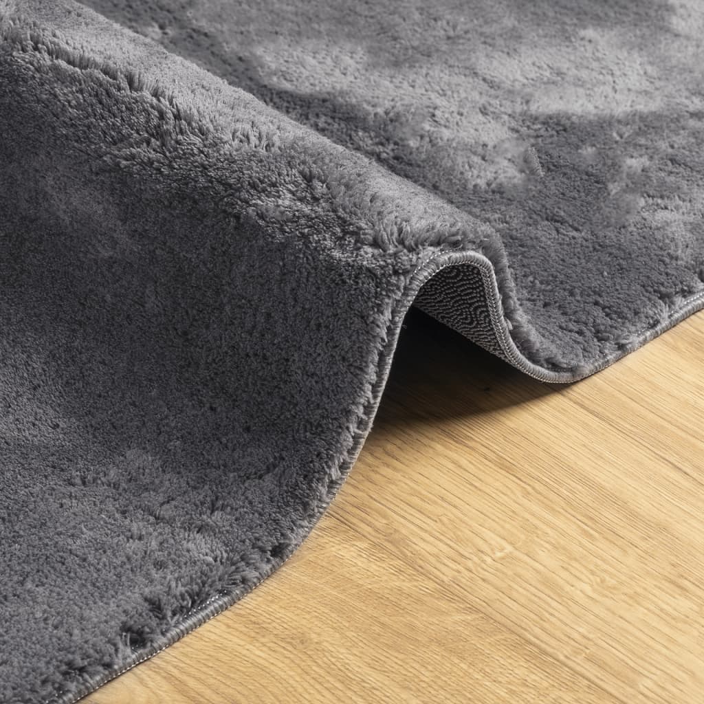 Rug HUARTE Short Pile Soft and Washable Anthracite 60x110 cm