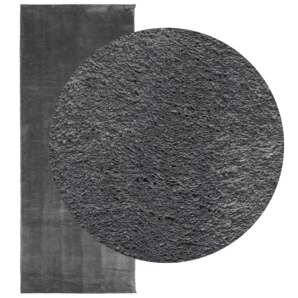 Rug HUARTE Short Pile Soft and Washable Anthracite 80x200 cm