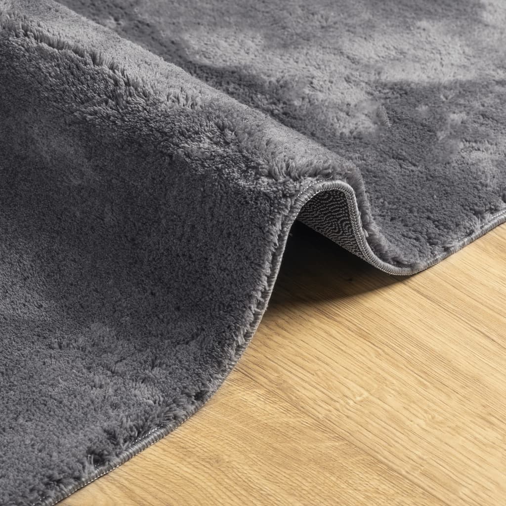 Rug HUARTE Short Pile Soft and Washable Anthracite 80x200 cm