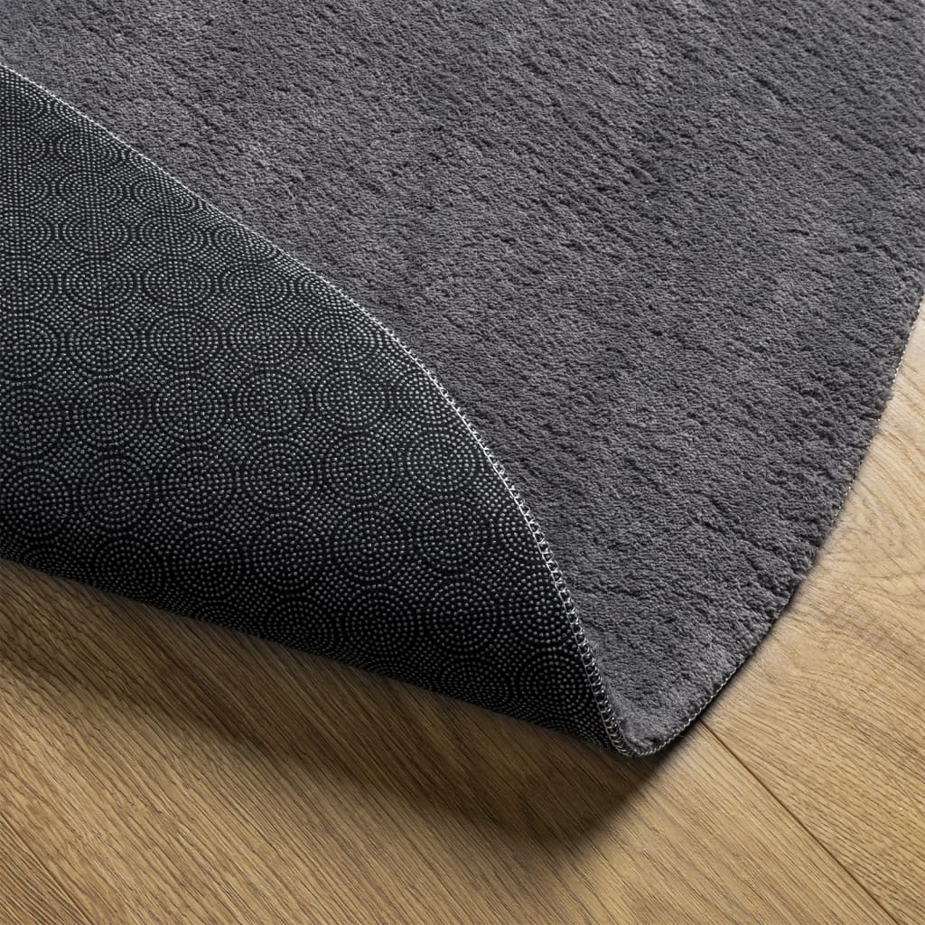 Rug HUARTE Short Pile Soft and Washable Anthracite Ø 80 cm