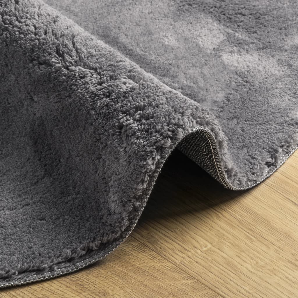 Rug HUARTE Short Pile Soft and Washable Anthracite Ø 80 cm