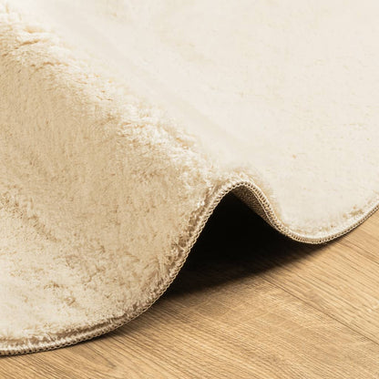 Rug HUARTE Short Pile Soft and Washable Cream Ø 120 cm