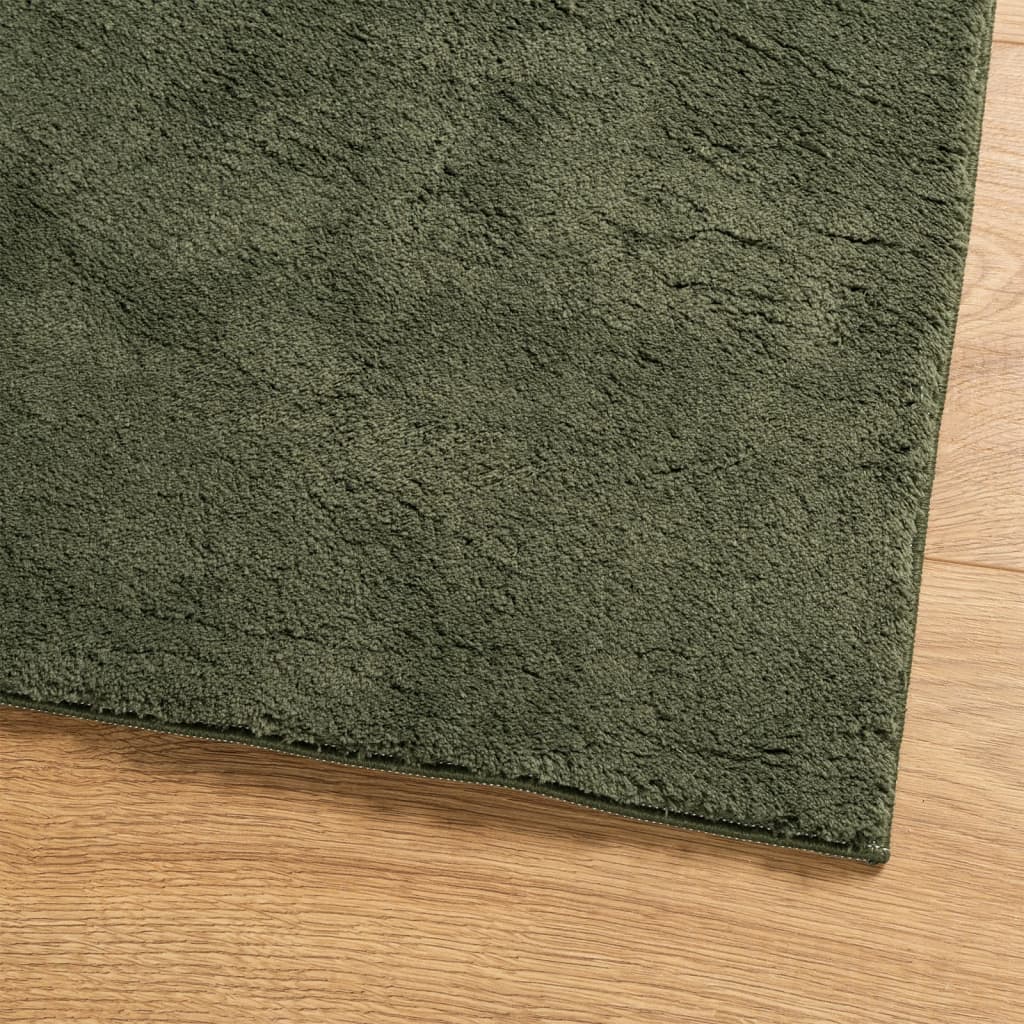 Rug HUARTE Short Pile Soft and Washable Forest Green 80x200 cm