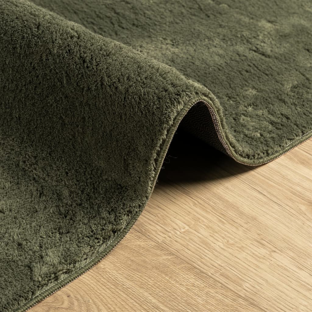 Rug HUARTE Short Pile Soft and Washable Forest Green 80x200 cm