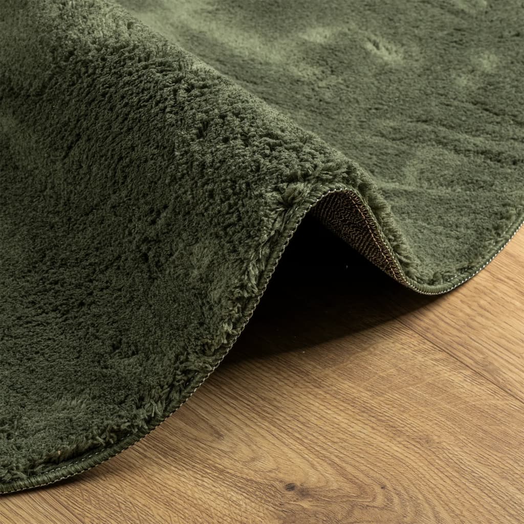 Rug HUARTE Short Pile Soft and Washable Forest Green Ø 80 cm